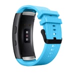 MoKo Strap Compatible with Samsung Gear Fit 2 SM-R360/Gear Fit 2 Pro SM-R365, Soft Silicone Adjustable Striated Replacement Wristband Watch Band (5.7"-7.48"), Blue
