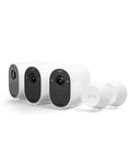 Arlo Essential Security Camera Outdoor, 1080p HD, Wireless CCTV, 3 Cam Kit, Colour Night Vision, 6-Month Battery, Free Trial of Arlo Secure Plan, White & Magnetic Wall Mounts, Indoor/Outdoor