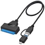 EasyULT USB 3.0 to SATA Adapter Cable for 2.5" SSD HDD Drives, USB 3.0 / Type-C to SATA Cable for 2.5-Inch SATA I/II/III Hard Drive, Support UASP SATA III (50cm)