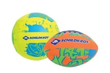 Ballons plage / piscine Un mini-volley jaune et un mini-football orange néoprène