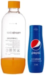 Sodastream set orange bottle and pepsi syrup