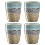 Leonardo Matera Lot de 4 tasses en céramique 300 ml Fait main Passe au micro-ondes Passe au lave-vaisselle Bleu/anthracite/beige