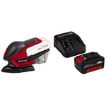 Einhell Power X-Change Cordless Detail Sander with Battery and Charger - 18V Electric Sander for Wood, Plaster and Metal - TE-OS 18/150 Li Hand-Held Sander with Dust Collection Set