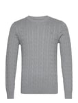 Cotton Cable C-Neck Tops Knitwear Round Necks Grey GANT