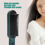 Green Hair Straightener Brush Heated Straightening Curler for Quick Styling UK