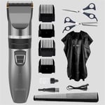 Hair clipper EC-712 Men's Electric Hair Trimmer USB Rechargeable Hair Clipper Hair Cutter for Men Adult Razor (Color : Silver Family Set)