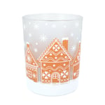 Gisela Graham Gingerbread Scene Glass Christmas Decorative Candle Holder