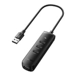 UGREEN 5-i-1 USB-A Adapter 3 X USB 2.0 - 1 X USB-C - 1 X RJ45 Ethernet - Svart