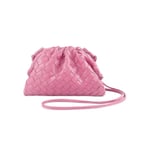 PU Vävd Väska Satchel Cloud Mini Läder Clutch Väska Rosa Färg
