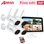 ANRAN CCTV Camera Home Security System Wireless WiFi 2K Outdoor 2Way Audio 12"
