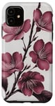 Coque pour iPhone 11 Fleurs De Cerisier Japonais Roses Nature Monochromatique
