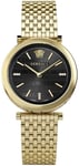 Versace VELS01119 V Twist Diamonds Sort/Gul guldtonet stål Ø36 mm