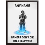 Gaming Posters for Boys Bedrooms - Gamers Don't Die They Respawn - Framed Gaming Prints for Teens Teenagers Bedroom Unframed Games Room