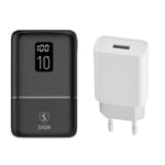 SiGN Mini QC Powerbank 10000mAh med vegglader 20W