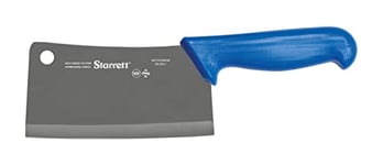 Starrett Chef's Cleaver Knife - BKL509-6 Wide Rectangular 6" (150mm) Professional Kitchen Knife Blade - Blue Handle Ultra Sharp Vegetable & Meat Butcher Cleaver