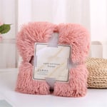 Blivener Super Soft Long Shaggy Throw Blanket Fluffy Faux Fur Blankets Warm Cozy Bedspread Pink 80 x 120 CM