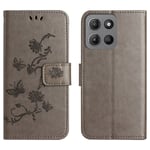 Motorola Moto G15 Power Mobilfodral med fjärilar, Grå