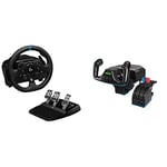 Logitech G923 Racing Wheel and Pedals - Black & Saitek PRO Flight Yoke System, Professional Simulation Yoke and Throttle Quadrant, 3 Modes, 75 Programmable Controls, Black