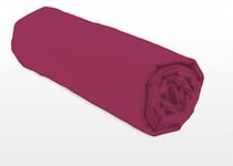 HOME LINGE PASSION, Bayal Fuchsia Fitted Sheet 90 x 190 + 30 cm 100% Cotton 57 Thread Count (Oeko-Tex Label)