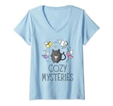 Womens Cozy Mysteries | Cute Cat Cozy Murder Mystery Cat Detective V-Neck T-Shirt