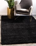 Bravich RugMasters EXTRA LARGE BLACK Shaggy Rug 5 cm Thick Shag Pile Soft Shaggy Area Rugs Modern Carpet Living Room Bedroom Mats 200 x 290 cm (6ft7 x 9ft6)