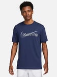 Nike Dri-Fit Heritage Running T-Shirt - Navy, Navy, Size 2Xl, Men