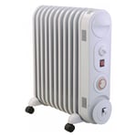 White Electric Oil Filled Radiator Thermostat & 24 Hour Timer 2.5kW