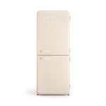 CREATE / RETRO FRIDGE COMBI 185 OFF WHITE/Réfrigérateur combiné blanc cassé avec poignée blanc cassé et congélateur 401L / 190W, système No Frost, 3 étagères, 2 tiroirs, 70x65x185 cm