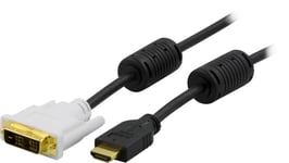 DELTACO HDMI till DVI-kabel, Full HD i 60Hz, 10m, svart/vit