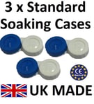 3 X Contact Lens Storage Soaking Cases - L+R Marked - Made In UK - High Quality