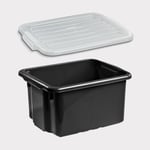 Nordiska Plast Förvaringslåda med lock Nordic, svart, 410 x 330 225 mm, 23 liter