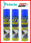 3 X 300ml Strong Fly And Wasp Killer Spray For Flies Wasp Ants Midges Mosquito