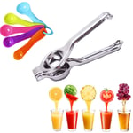 YAAVAAW Lemon Squeezer Manual Stainless Steel with 5pcs Measuring Spoon Set- Manual Citrus Juicers,Handheld Citrus Lemon Lime Orange Squeezer Fruit Juicer, Easy to Use and Clean More Efficient Juicing