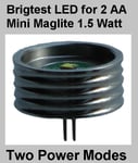 Mini MAGLITE LED Upgrade Bulb for 2 AA Cell Torch. Brightest Conversion 2 Modes