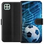 Samsung Galaxy A22 5G Musta Lompakkokotelo Fotboll