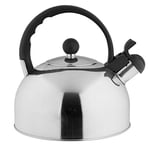 Axentia 220353 Bouilloire à sifflet en inox 2,5 L Poignée Noir