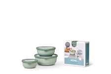Mepal – Multi Bowl Cirqula 3-Piece Set – Food Storage Container with Lid - Suitable as Airtight Storage Box for Fridge & Freezer, Microwave Container & Servable Dish - 350, 750, 1250ml - Nordic Sage
