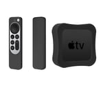 Silicone Protective Case for Apple TV 4K TV6, Non-slip Cover Shockproof Case and Apple TV 4K 6th Gen Box (2pcs black)