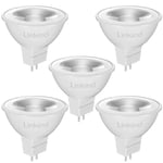 Linkind GU5.3 MR16 LED Bulbs, 12V AC/DC 5W(Equivalent to 50W) Bi-Pin Base Spotlight Bulb, 520LM, Warm White 2700K, 36°Beam Angle Track Light, Non-dimmable, Pack of 5