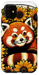 Coque pour iPhone 11 Rétro Panda Rouge Art Tournesols