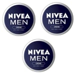 3 x Nivea Men Creme Moisturiser for Face Body Hands - FULL SIZE TINS  150ml EACH