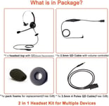 3.5mm/2.5mm Headset With Microphone Call Center Telephone IP Phone Cisco DECT BT