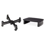 Hama | PC Stand X with Casters | for PC towers up to 25.5 cm wide | Black & Amazon Basics Adjustable Monitor Stand