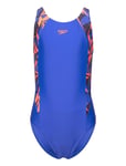 Girls Hyperboom Splice Muscleback Sport Swimsuits Blue Speedo
