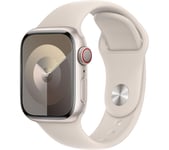 APPLE Watch Series 9 Cellular - 41 mm Starlight Aluminium Case with Starlight Sports Band, M/L, Silver/Grey,Gold