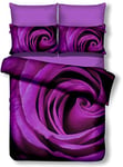DecoKing Parure de lit avec 1 taie d'oreiller 80 x 80 de Couleur Violette en 3D, Microfibre Housse de Couette Parure de lit Motif Floral Rose, Violet, Lila, Microfibre, Lilas, 200x220