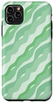 Coque pour iPhone 11 Pro Max Vert menthe avec vagues diagonales ou rubans, simple, minimaliste