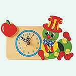 Dida - Horloge de Table en Bois Enfant – Pomme Chenille – Horloge Murale et de Table pour la Chambre des Enfants