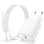 20W USB-C-strömadapter med en 1 meters vit laddkabel för snabb laddning av iPhone