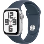 Apple Watch SE GPS 40mm Silver Aluminium Case with Storm Blue Sport Band (M/L) [2023]